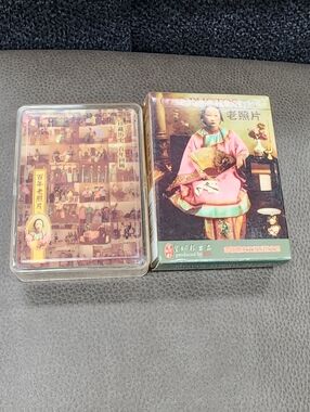 Vintage Chinese Playing Cards Photo Deck with Pink Traditional Portrait